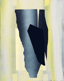 Utan titel (Motljus-serien), akryl på pannå, 32 x 25 cm